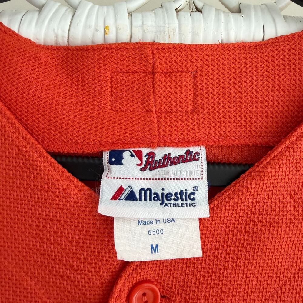 Vintage New York Mets Jersey Mens Medium Orange Majestic Made In USA Shirt - Picture 8 of 13